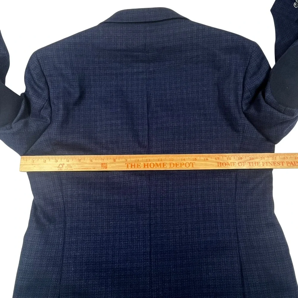 Jos. A. Bank‎ Blazer Mens 41R Blue Birdseye Weave Wool Tailored Fit Elbow Patch